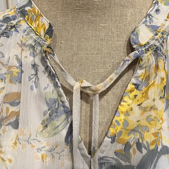 LC Lauren Conrad Yellow and Blue Floral Blouse - Picture 3 of 4